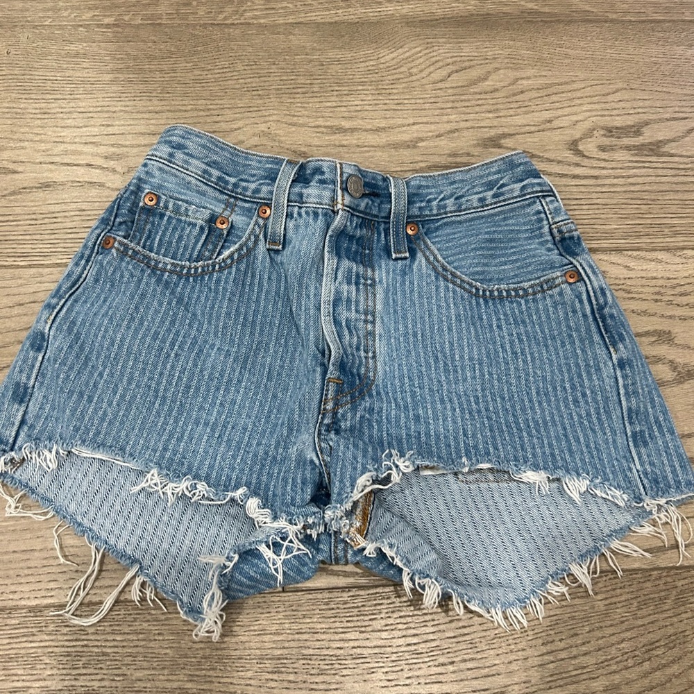 Denim Blue Frayed Women's Shorts